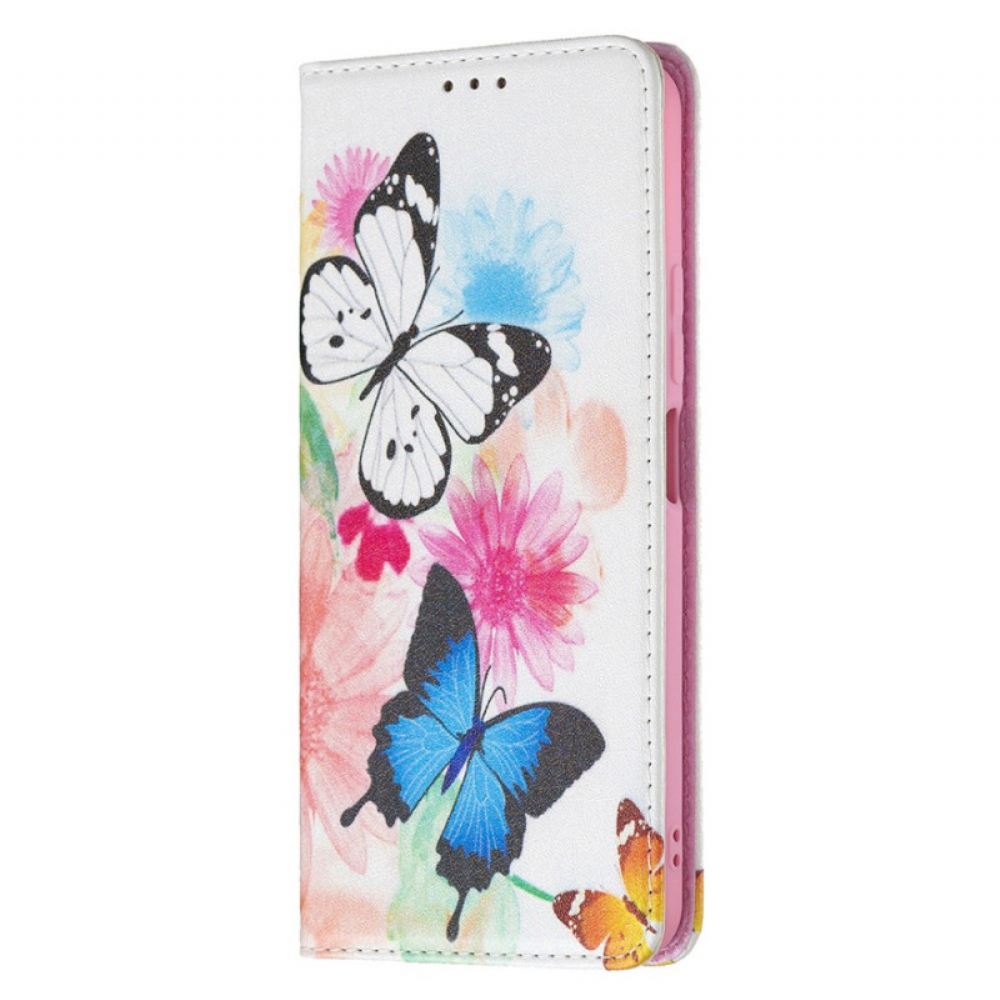 Flipové Pouzdro Na Xiaomi Mi 11 Lite 5G NE / Mi 11 Lite 4G / 5G Malovaní Motýli A Květiny