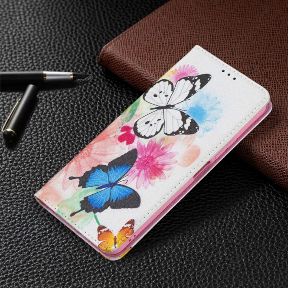 Flipové Pouzdro Na Xiaomi Mi 11 Lite 5G NE / Mi 11 Lite 4G / 5G Malovaní Motýli A Květiny