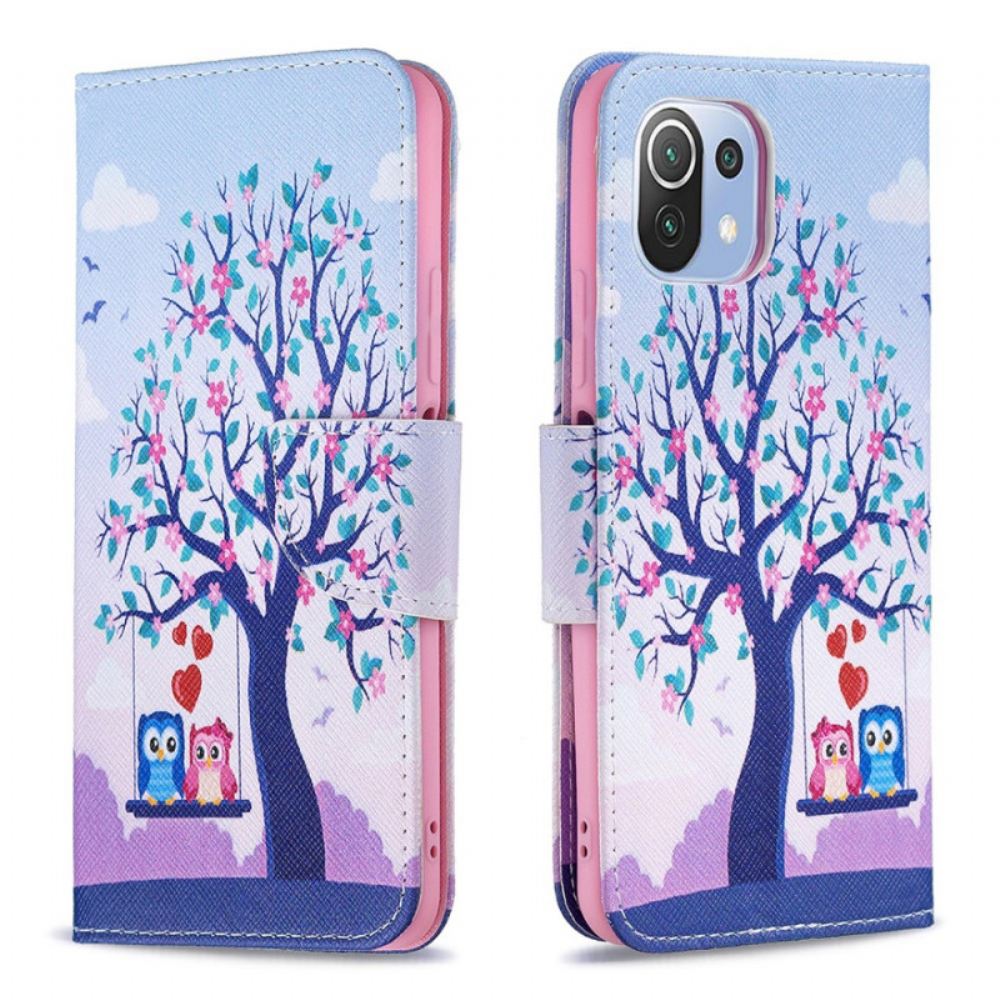 Flipové Pouzdro Na Xiaomi Mi 11 Lite 5G NE / Mi 11 Lite 4G / 5G Sovy Na Houpačce