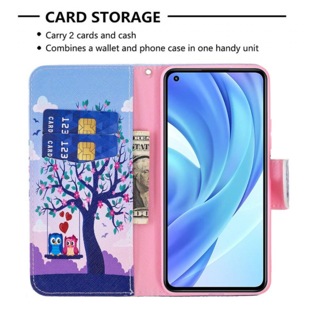 Flipové Pouzdro Na Xiaomi Mi 11 Lite 5G NE / Mi 11 Lite 4G / 5G Sovy Na Houpačce