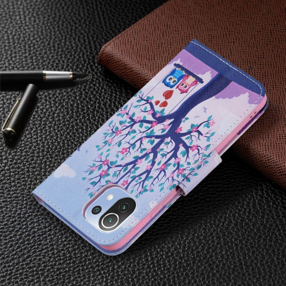 Flipové Pouzdro Na Xiaomi Mi 11 Lite 5G NE / Mi 11 Lite 4G / 5G Sovy Na Houpačce