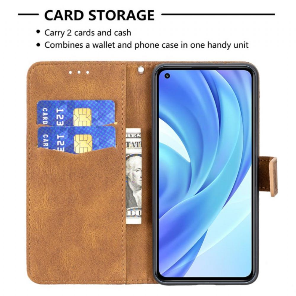 Kožené Pouzdro Na Xiaomi Mi 11 Lite 5G NE / Mi 11 Lite 4G / 5G Na Lana Barokní Motýlek