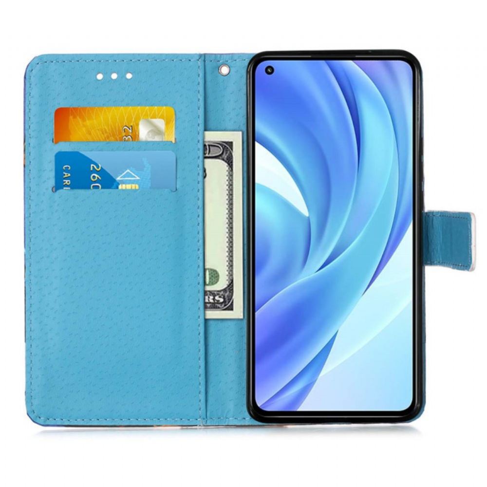Kožené Pouzdro Na Xiaomi Mi 11 Lite 5G NE / Mi 11 Lite 4G / 5G Na Lana Eiffelova Věž S Popruhem