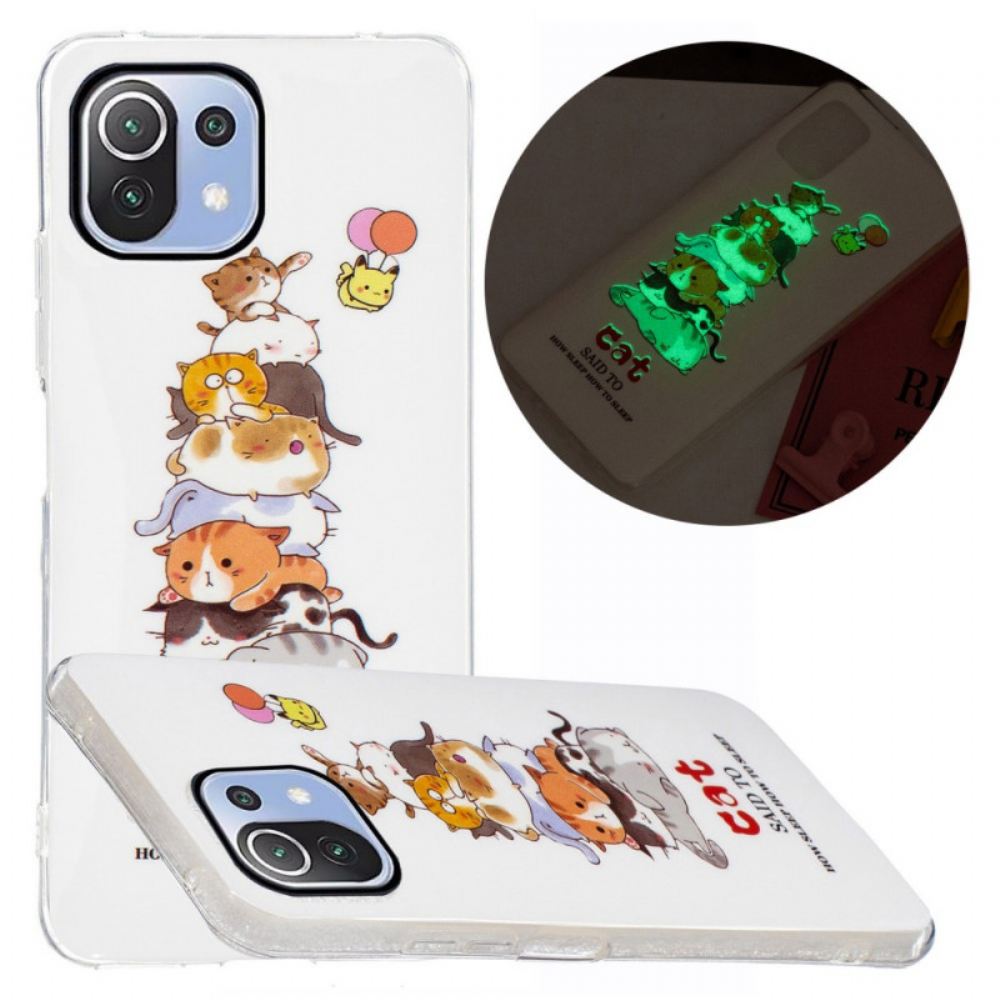 Kryt Na Xiaomi Mi 11 Lite 5G NE / Mi 11 Lite 4G / 5G Fluorescenční Kočky