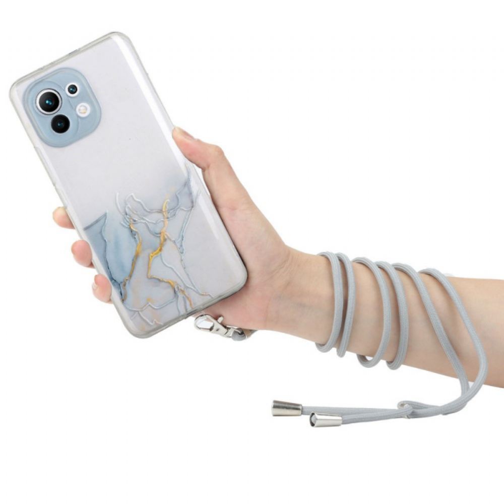 Kryt Na Xiaomi Mi 11 Lite 5G NE / Mi 11 Lite 4G / 5G Na Lana S Mramorovou Šňůrou