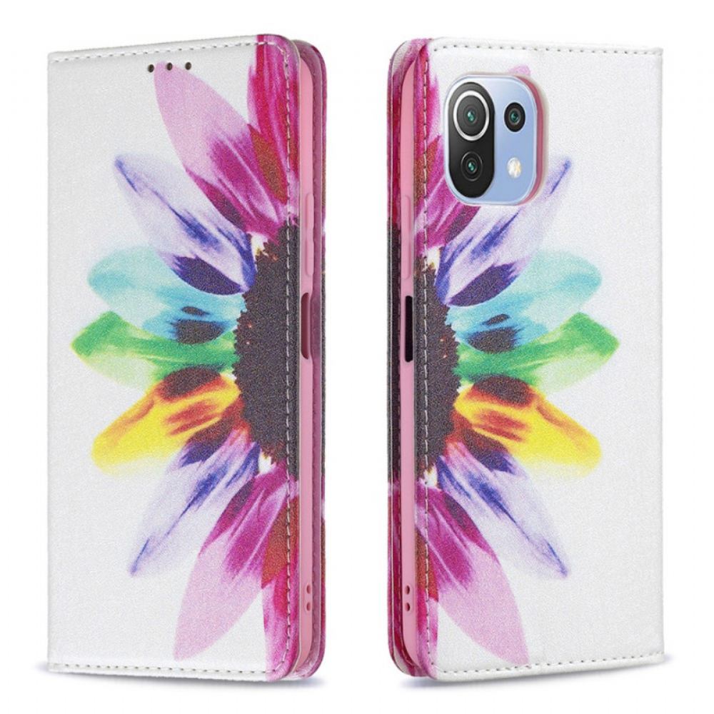 Kryty Na Mobil Na Xiaomi Mi 11 Lite 5G NE / Mi 11 Lite 4G / 5G Flipové Pouzdro Květina Akvarelu