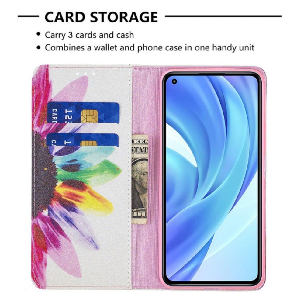 Kryty Na Mobil Na Xiaomi Mi 11 Lite 5G NE / Mi 11 Lite 4G / 5G Flipové Pouzdro Květina Akvarelu