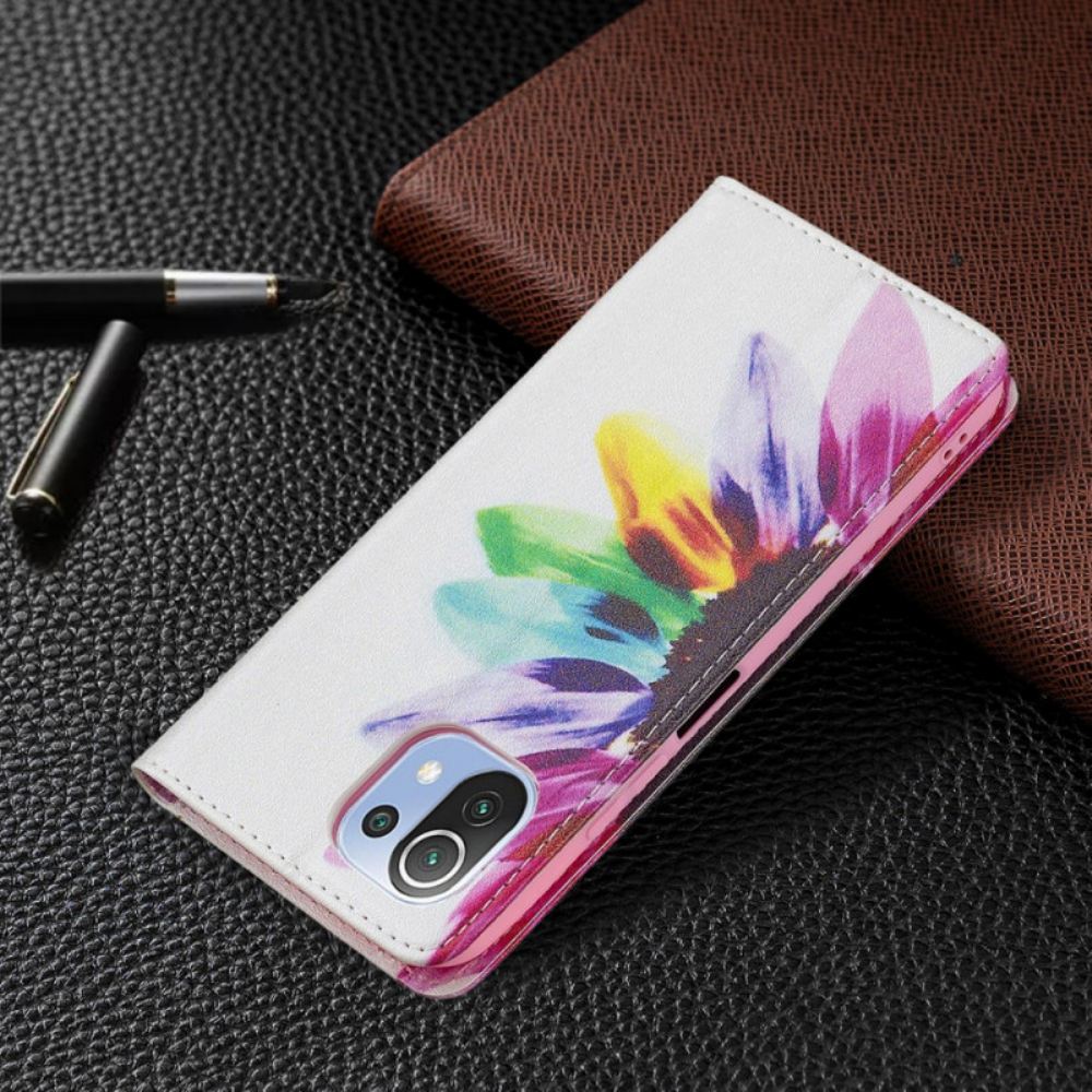 Kryty Na Mobil Na Xiaomi Mi 11 Lite 5G NE / Mi 11 Lite 4G / 5G Flipové Pouzdro Květina Akvarelu