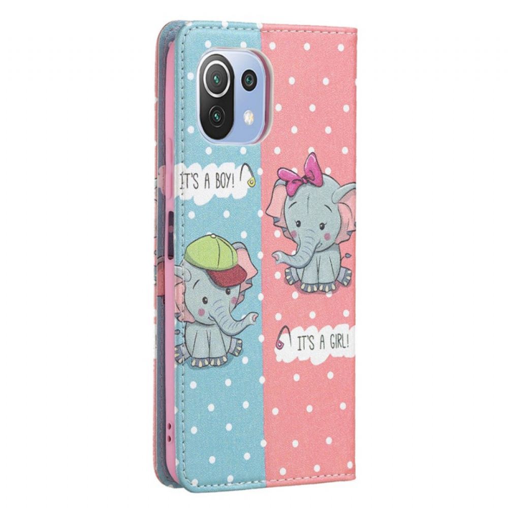 Kryty Na Mobil Na Xiaomi Mi 11 Lite 5G NE / Mi 11 Lite 4G / 5G Flipové Pouzdro Slůňata