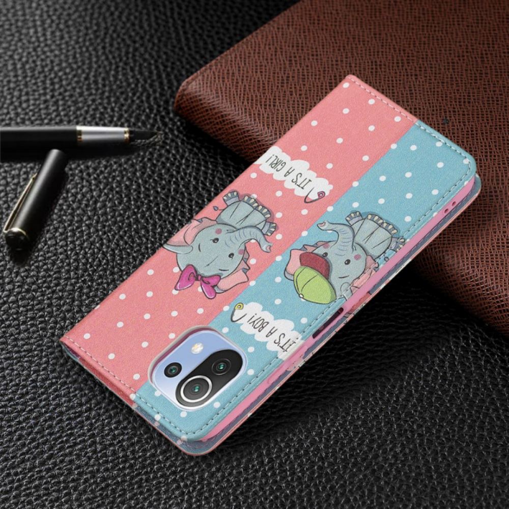 Kryty Na Mobil Na Xiaomi Mi 11 Lite 5G NE / Mi 11 Lite 4G / 5G Flipové Pouzdro Slůňata
