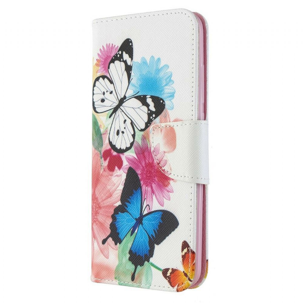 Flipové Pouzdro Na Xiaomi Redmi 8A Malovaní Motýli A Květiny