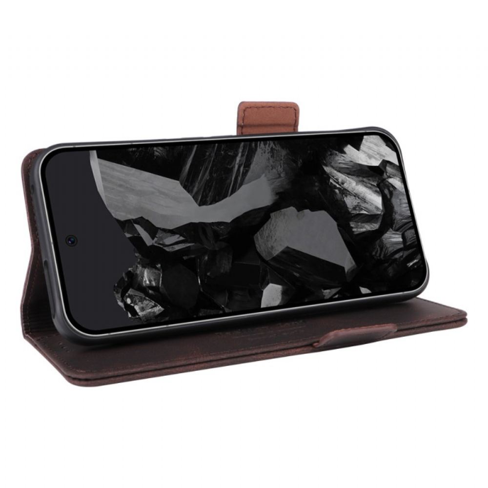 Kožený Kryt Google Pixel 9 Pro Xl Dvojitá Spona S Retro Semišovým Efektem