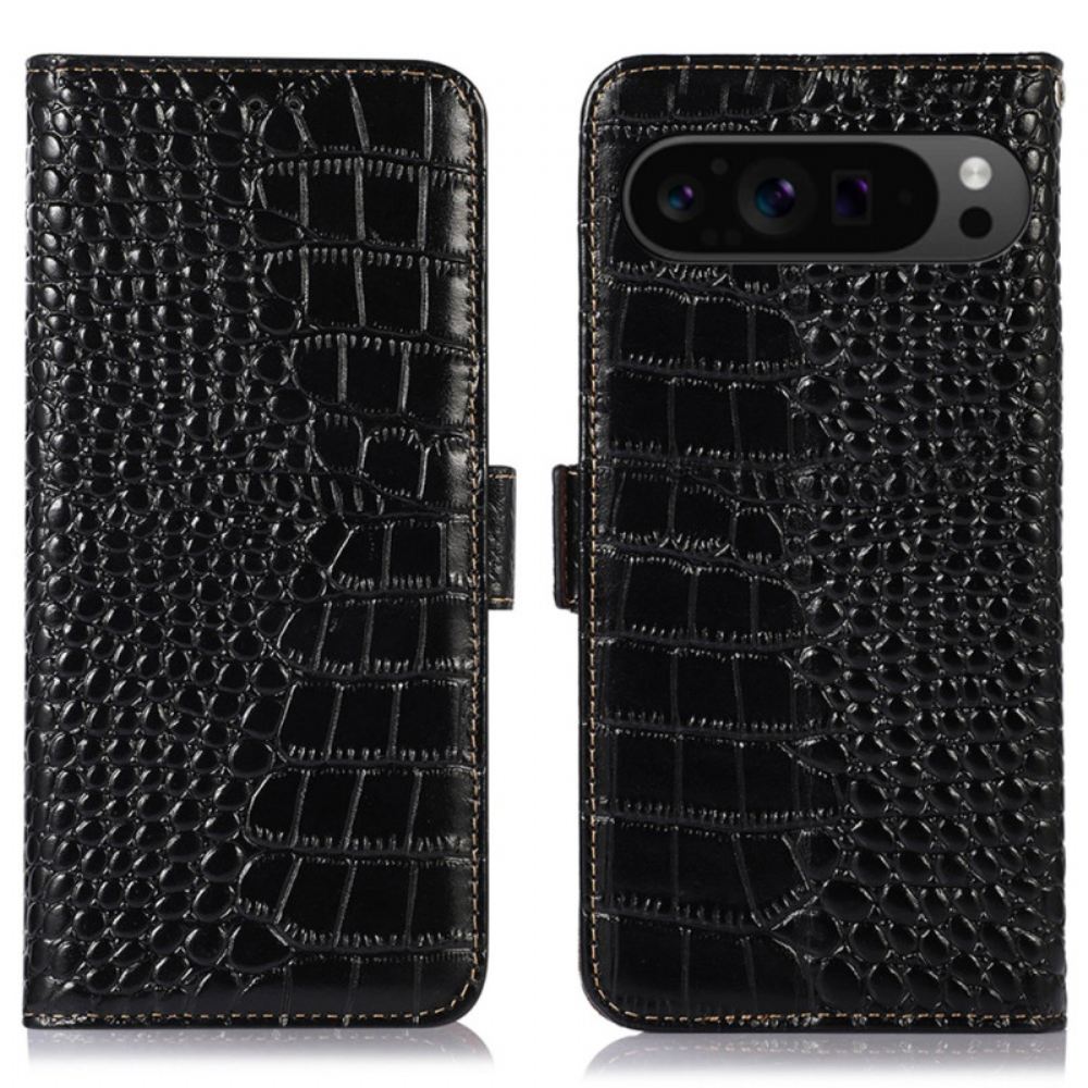 Kožený Kryt Google Pixel 9 Pro Xl Krokodýlí Kůže