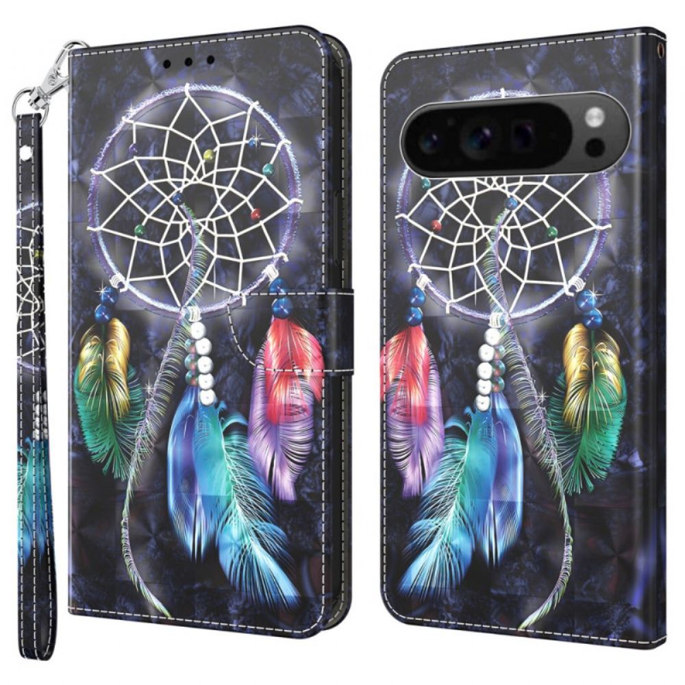 Kožený Kryt Google Pixel 9 Pro Xl Lapač Snů S Popruhem
