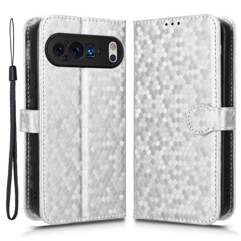 Kožený Kryt Google Pixel 9 Pro Xl Lesklé Tečky S Páskem