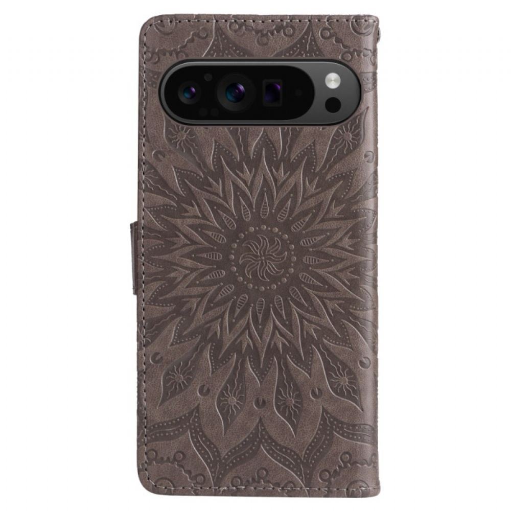 Kožený Kryt Google Pixel 9 Pro Xl Solární Mandala S Popruhem