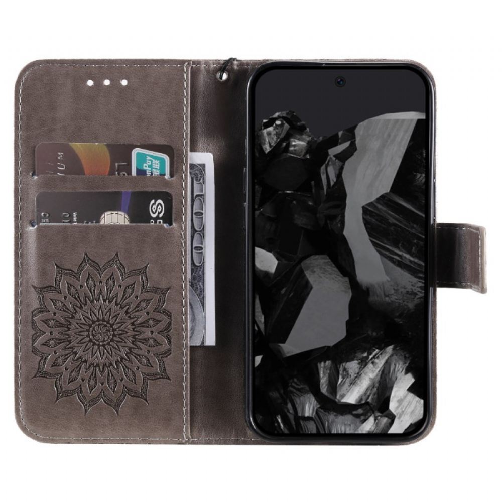 Kožený Kryt Google Pixel 9 Pro Xl Solární Mandala S Popruhem