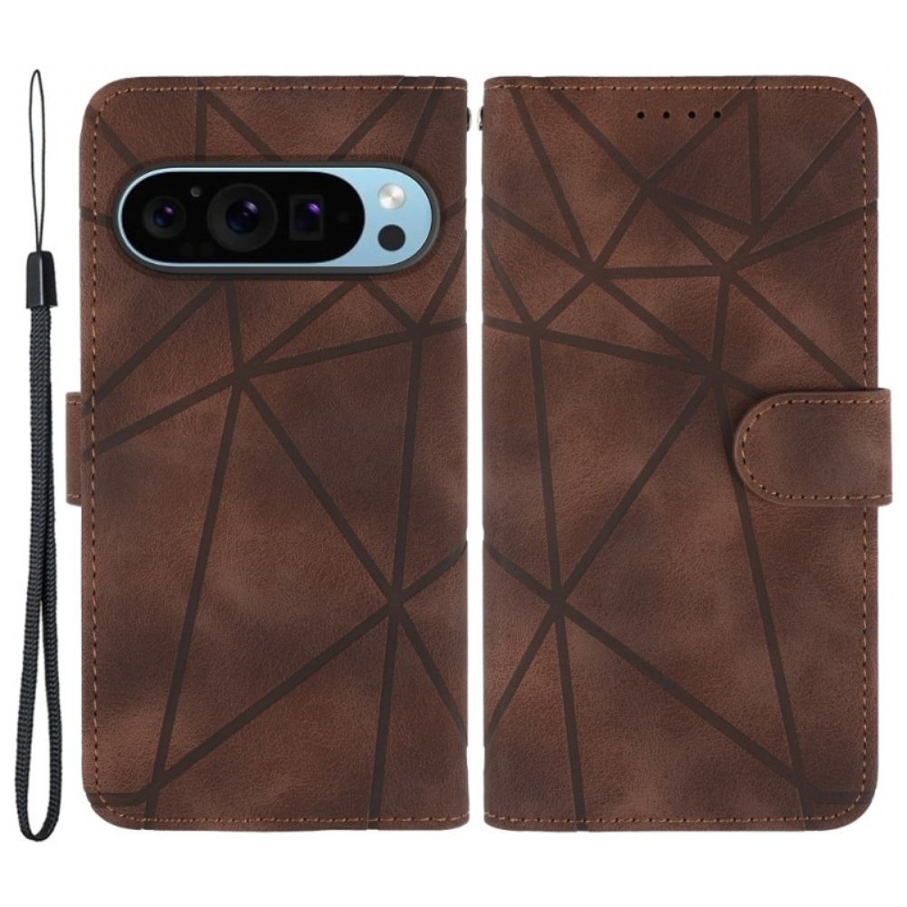 Kožený Kryt Google Pixel 9 Pro Xl Čáry Grafického Pásu