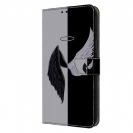 Kožený Kryt Google Pixel 9 Pro Xl Černá A Bílá Křídla