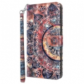 Kožený Kryt Na Google Pixel 9 Pro Xl Barevná Mandala S Páskem