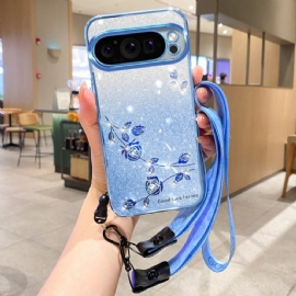 Kryt Google Pixel 9 Pro Xl Kryty Na Mobil Květiny A Kamínky S Řemínkem Kadem
