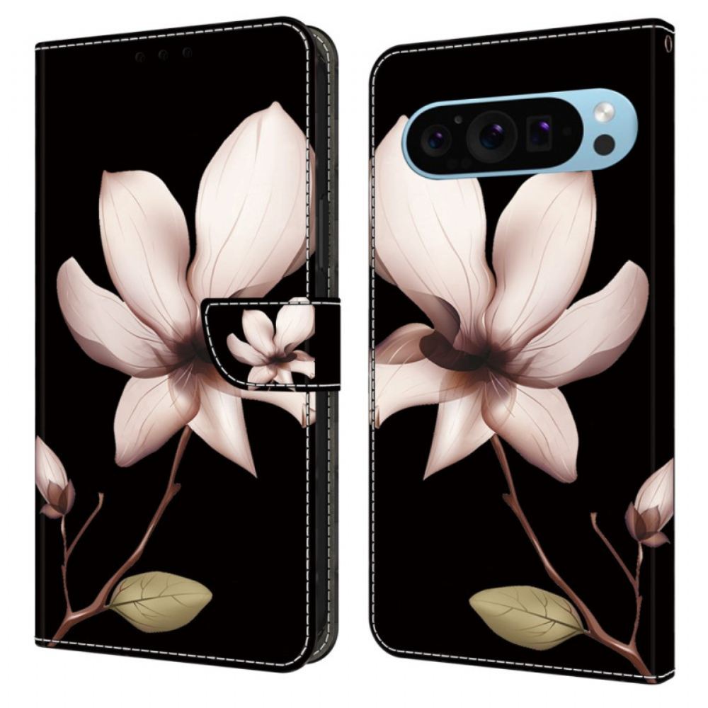 Peněženková Pouzdra Google Pixel 9 Pro Xl Kryty Na Mobil Růžový Květ Na Černém Pozadí