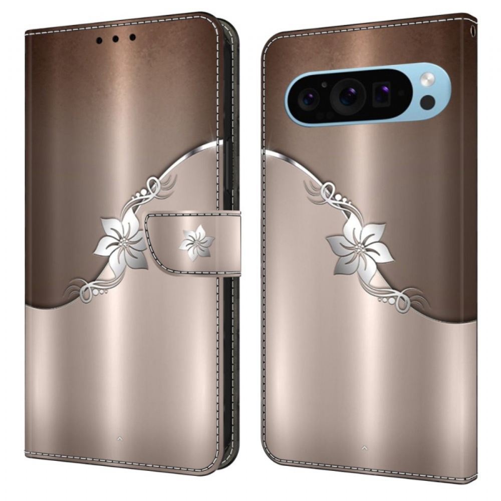 Peněženková Pouzdra Google Pixel 9 Pro Xl Kryty Na Mobil Stříbrný Květ