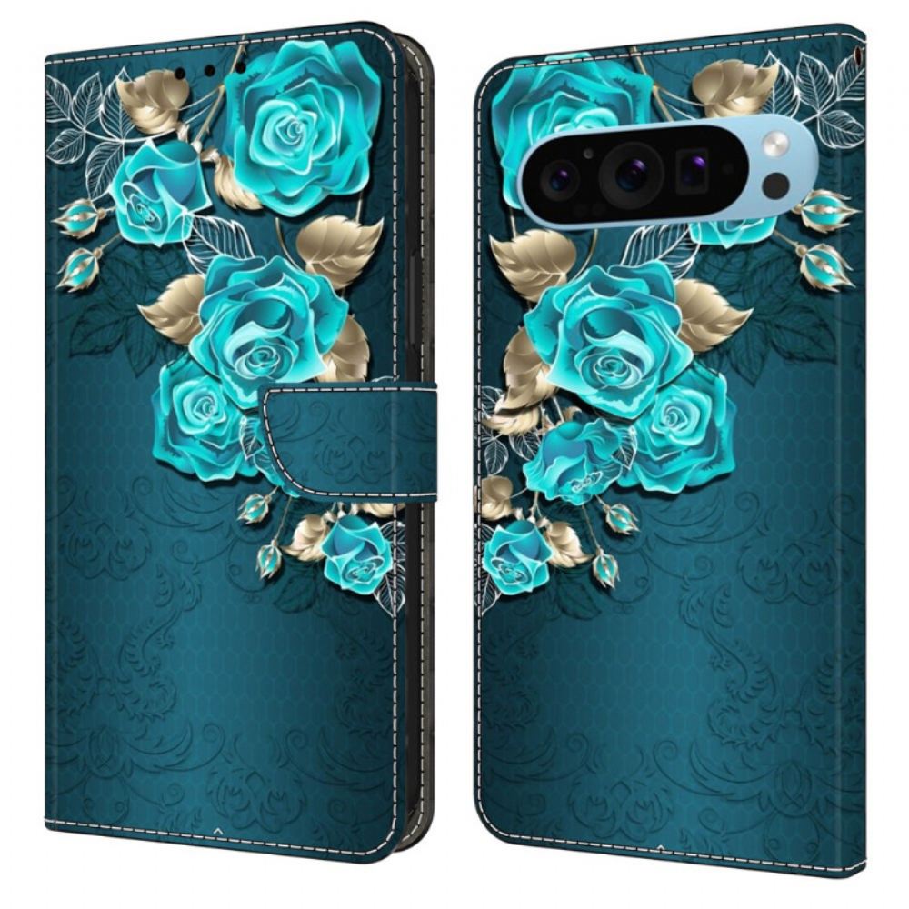 Peněženková Pouzdra Google Pixel 9 Pro Xl Modré Růže