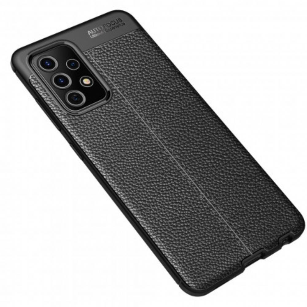 Kryty Na Mobil Na Samsung Galaxy A72 4G / 5G Dvojitá Linie Litchi Kožený Efekt