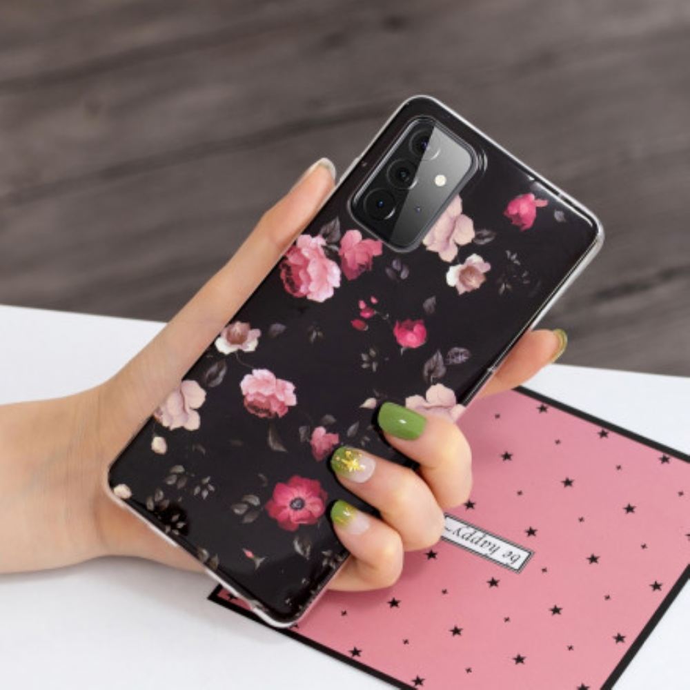 Kryty Na Mobil Na Samsung Galaxy A72 4G / 5G Fluorescenční Květinová Řada