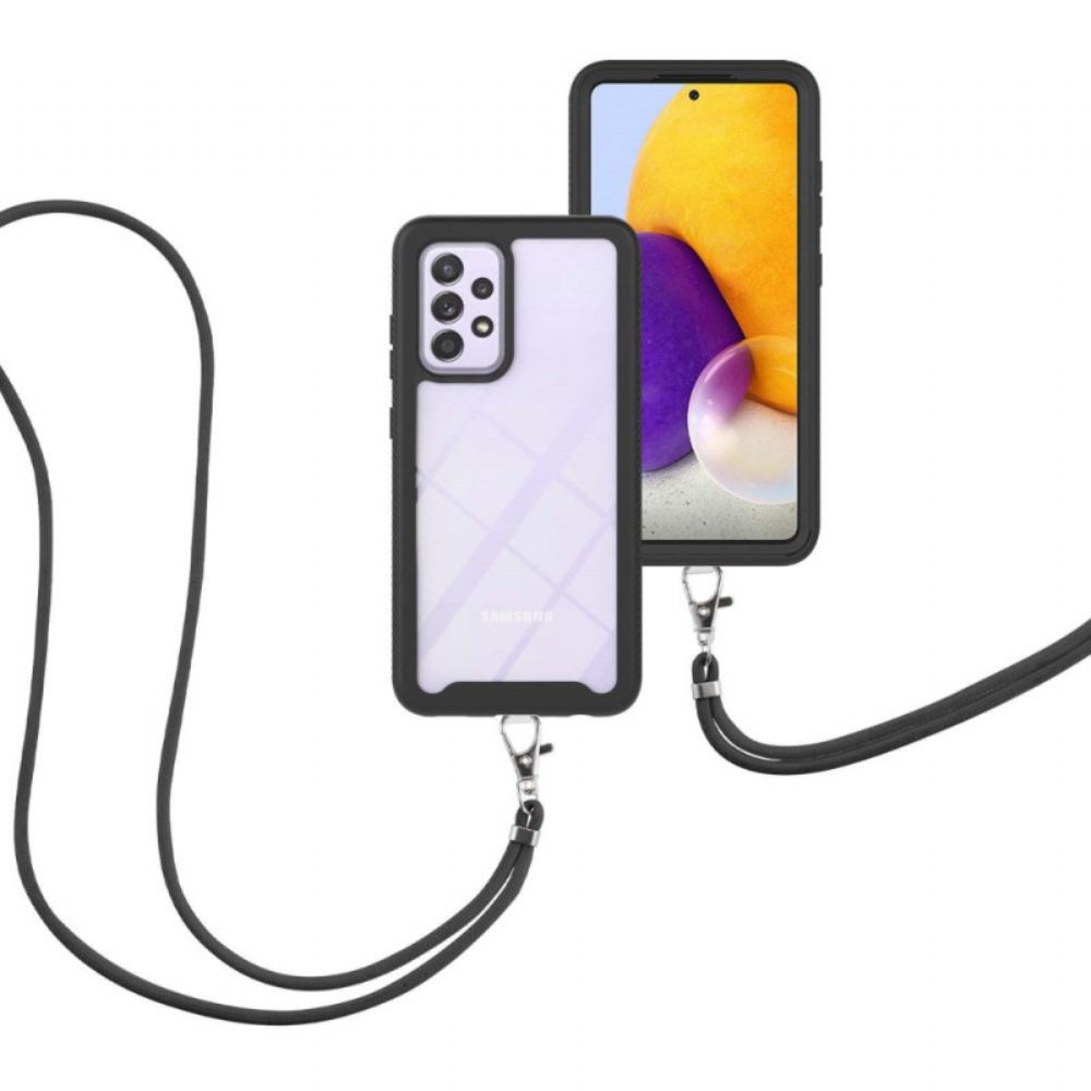 Kryty Na Mobil Na Samsung Galaxy A72 4G / 5G Se Šňůrou A Barevným Obrysem