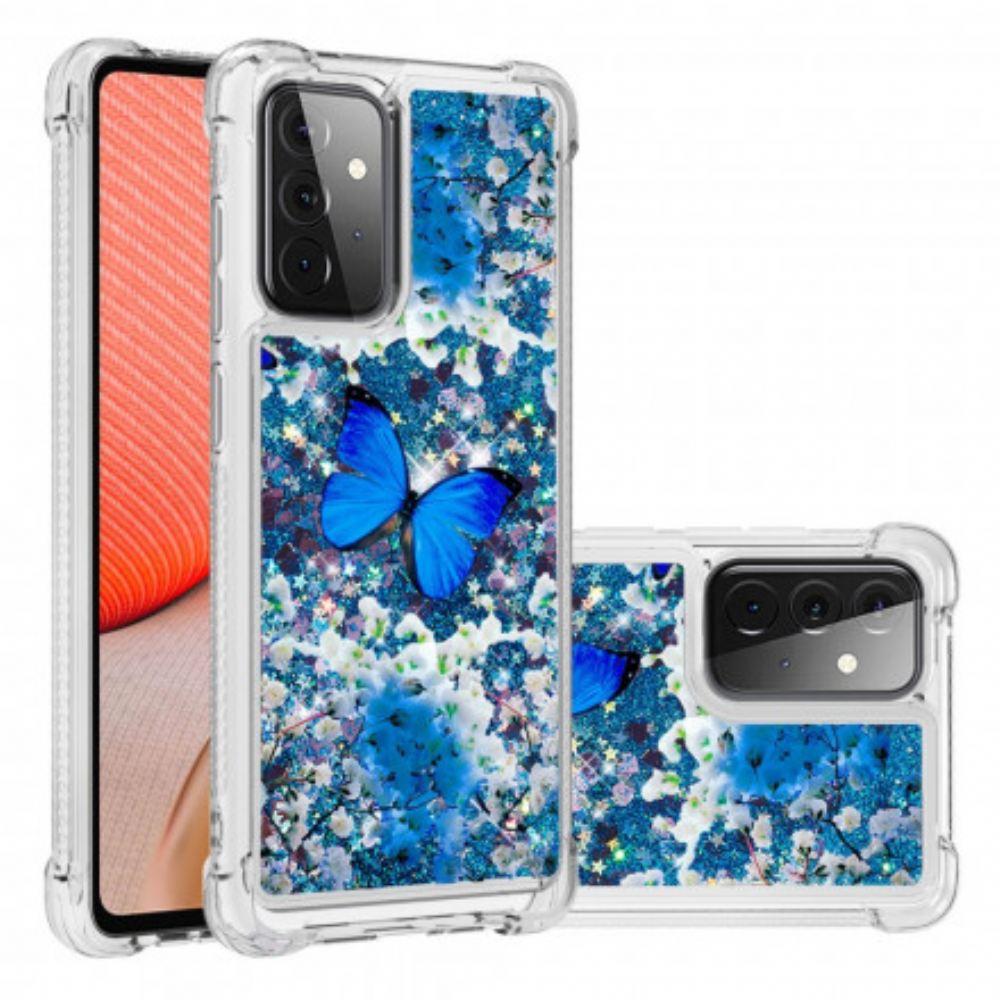 Kryty Na Mobil Na Samsung Galaxy A72 4G / 5G Třpytivé Modré Motýly