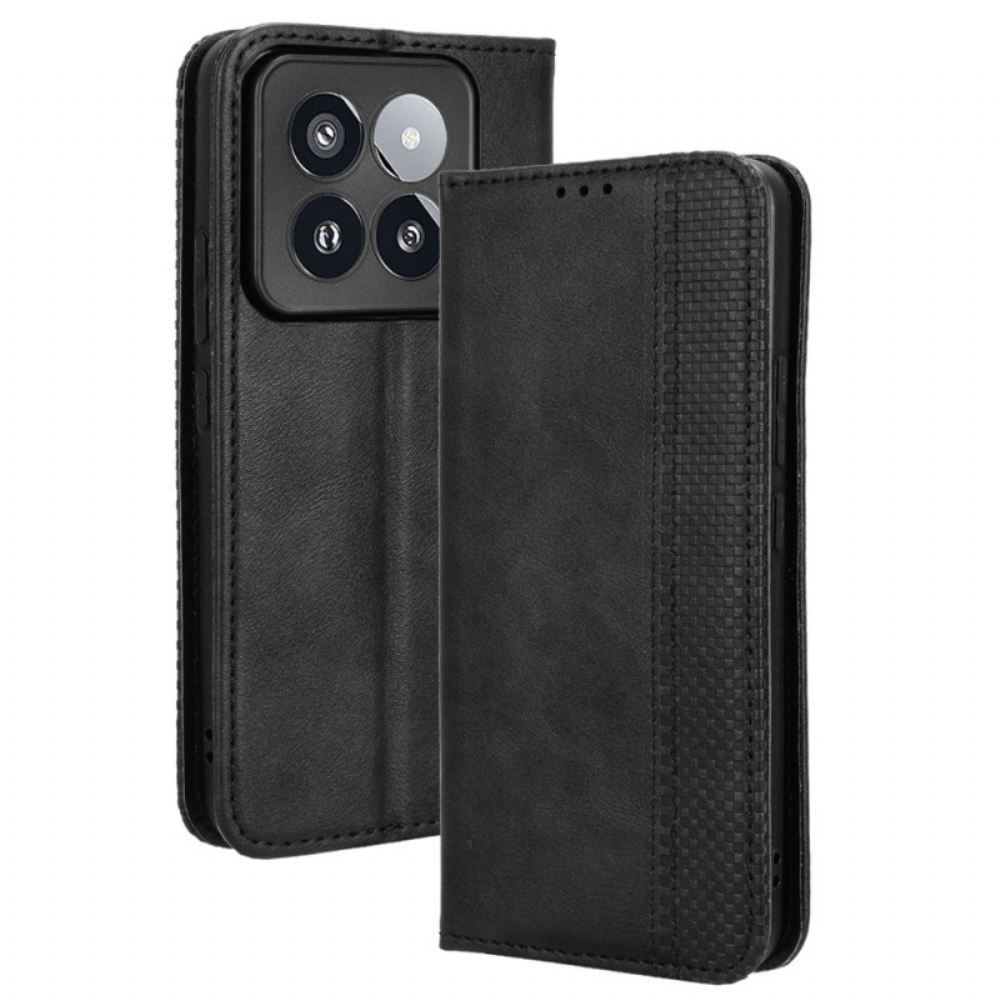 Kožené Pouzdro Folio Na Xiaomi 14 Pro Vintage Umělá Kůže