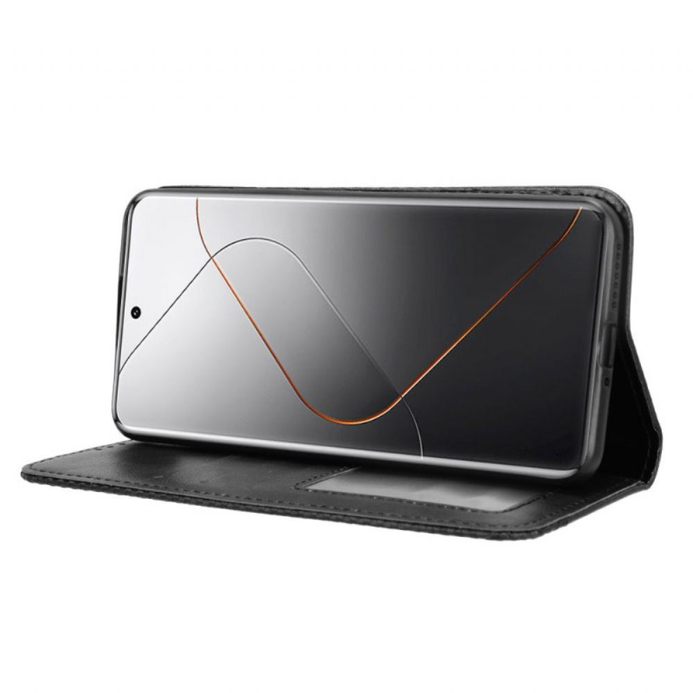 Kožené Pouzdro Folio Na Xiaomi 14 Pro Vintage Umělá Kůže
