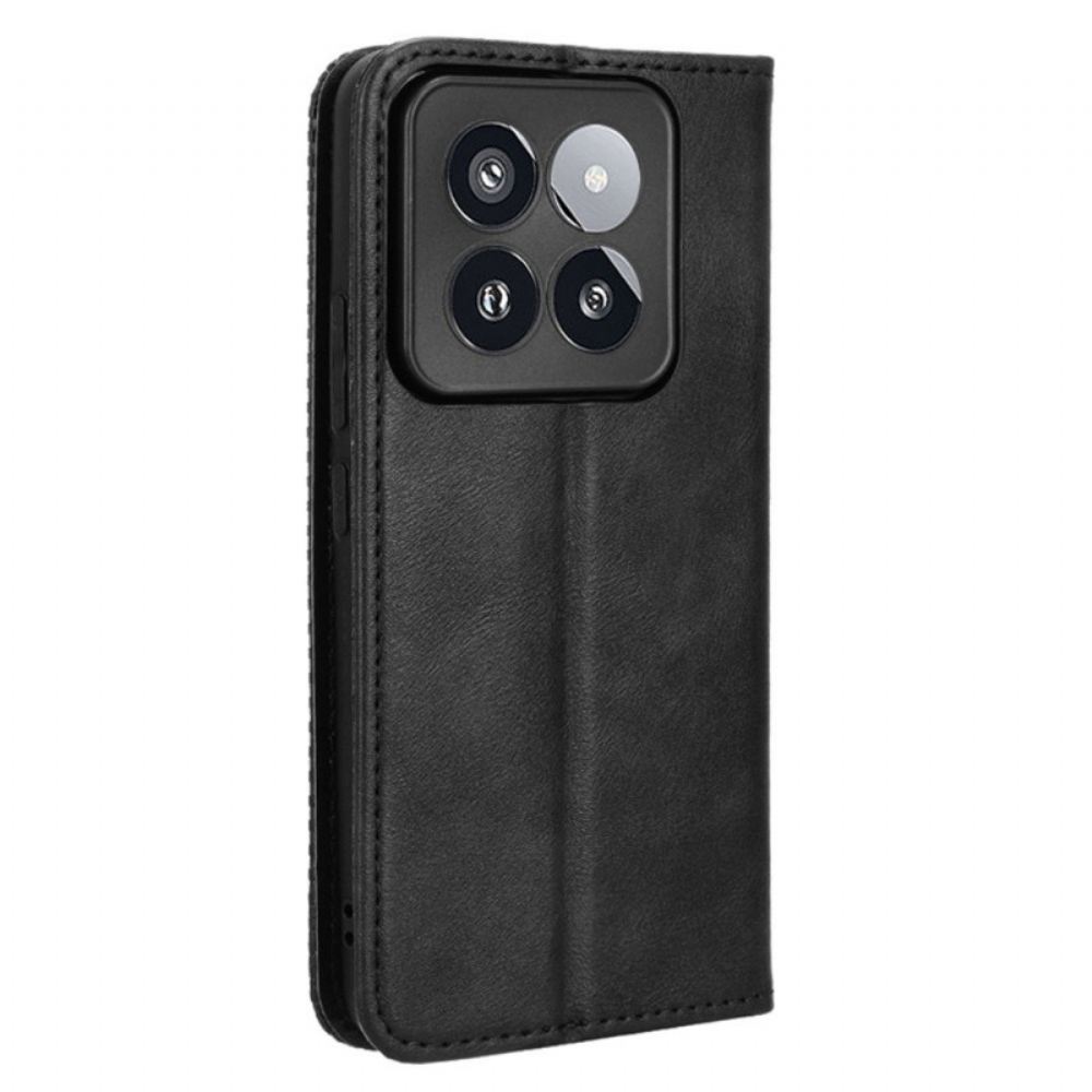 Kožené Pouzdro Folio Na Xiaomi 14 Pro Vintage Umělá Kůže