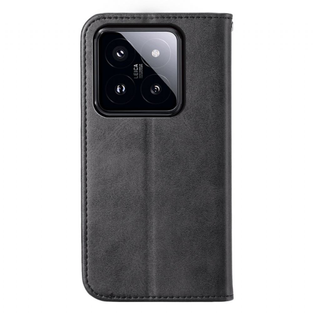 Kožené Pouzdro Folio Xiaomi 14 Pro 3d Diamanty S Páskem
