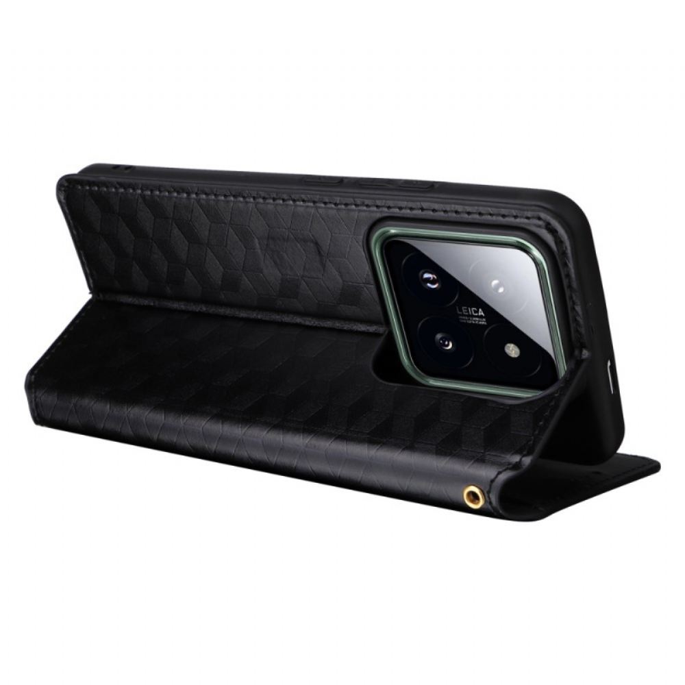 Kožené Pouzdro Folio Xiaomi 14 Pro 3d Kostky