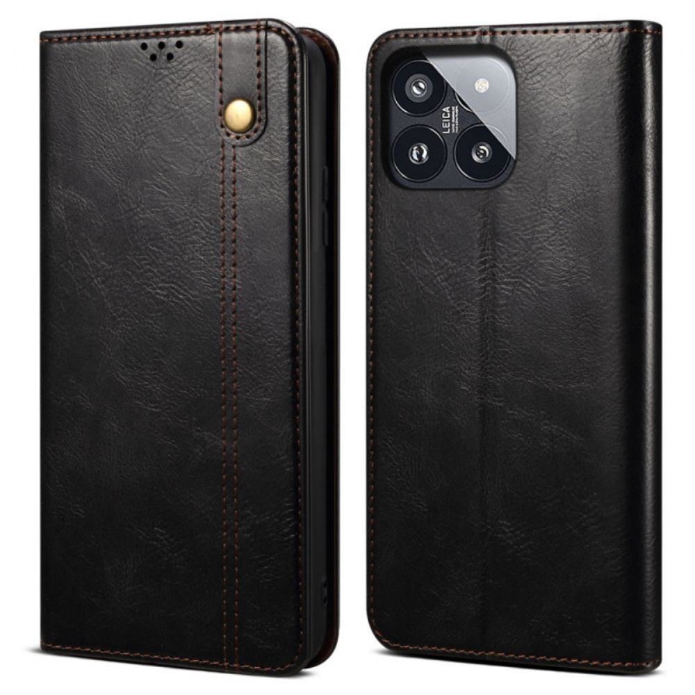 Kožené Pouzdro Xiaomi 14 Pro Kryty Na Mobil Voskovaná Imitace Kůže