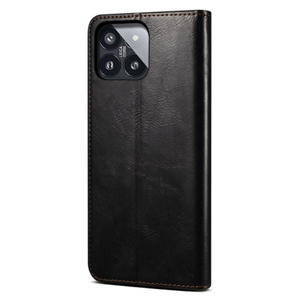 Kožené Pouzdro Xiaomi 14 Pro Kryty Na Mobil Voskovaná Imitace Kůže