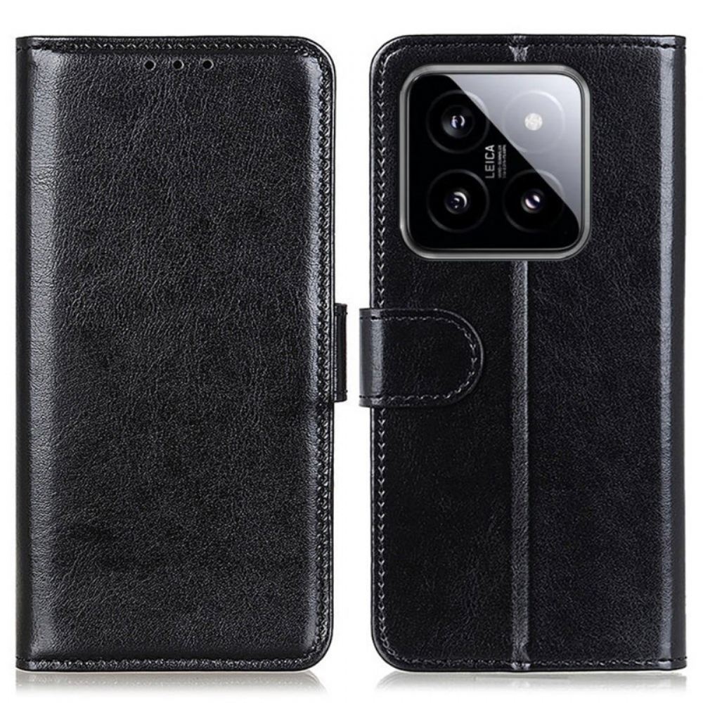 Kožený Kryt Na Xiaomi 14 Pro Umělá Lakovaná Kůže