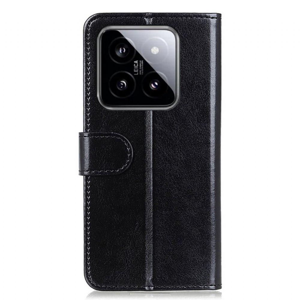 Kožený Kryt Na Xiaomi 14 Pro Umělá Lakovaná Kůže