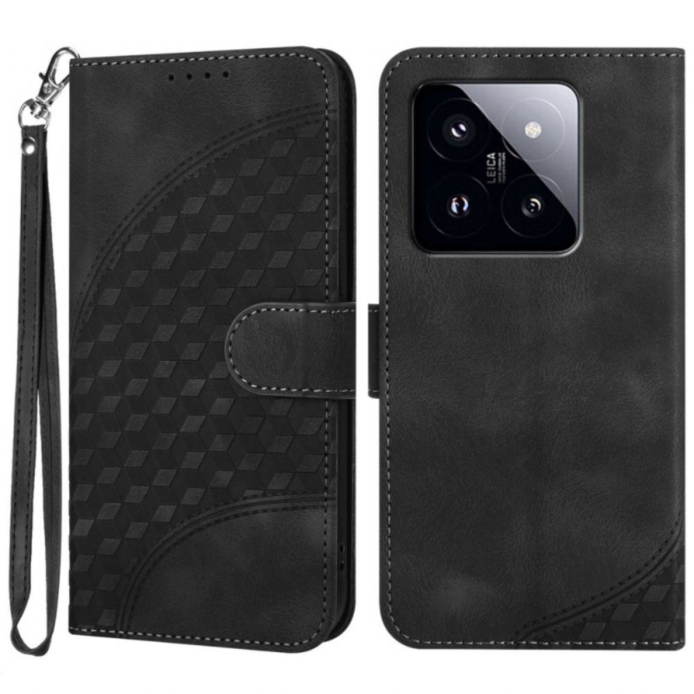 Kožený Kryt Na Xiaomi 14 Pro Vzor Sloní Hlavy A Lanka