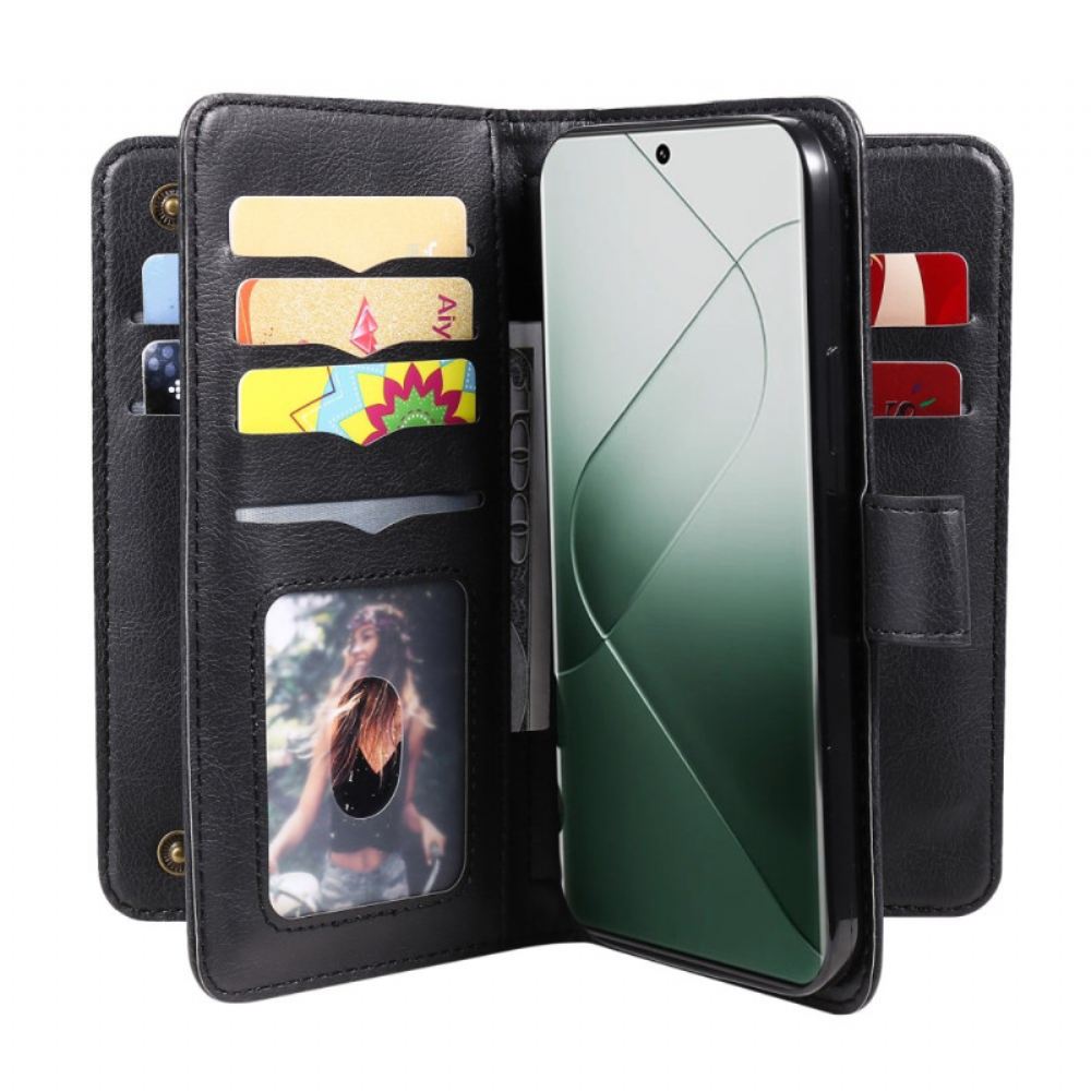 Kožený Kryt Xiaomi 14 Pro 10 Držitelů Karet