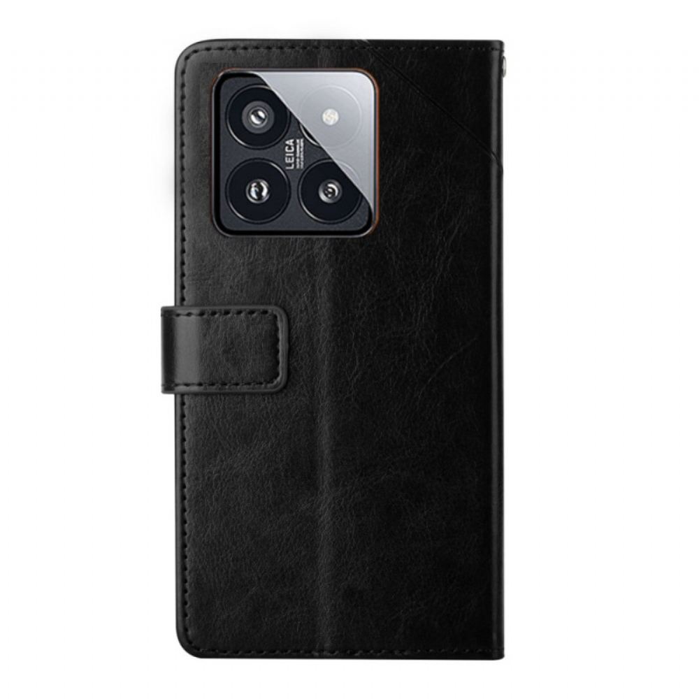 Kožený Kryt Xiaomi 14 Pro Design Popruhu Y