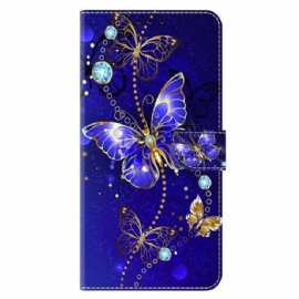 Kožený Kryt Xiaomi 14 Pro Diamantoví Motýli