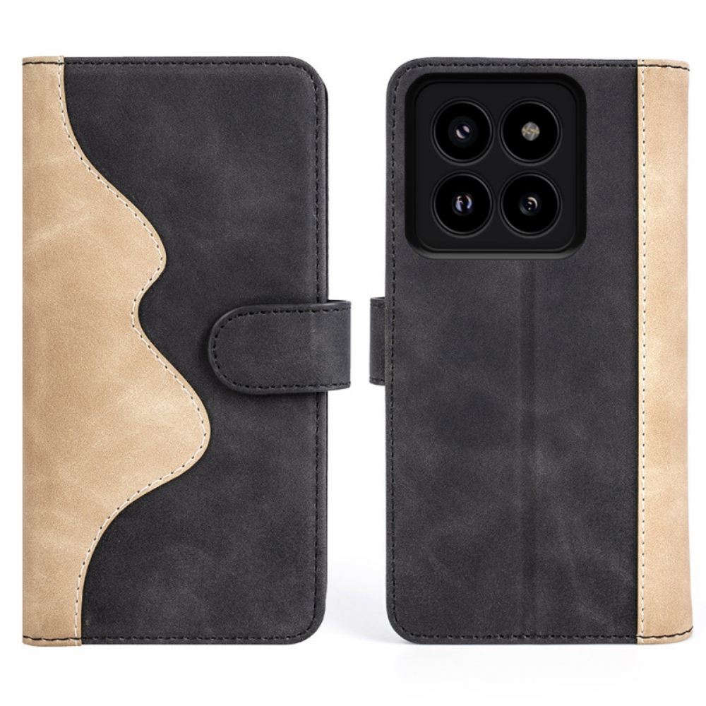 Kožený Kryt Xiaomi 14 Pro Dvoubarevné Provedení