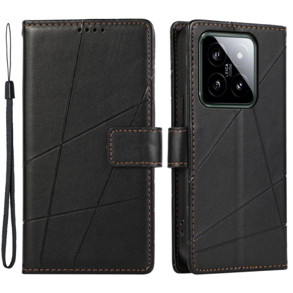 Kožený Kryt Xiaomi 14 Pro Linky S Popruhem