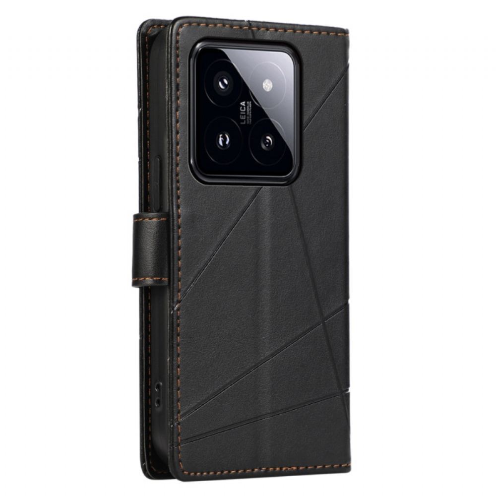 Kožený Kryt Xiaomi 14 Pro Linky S Popruhem