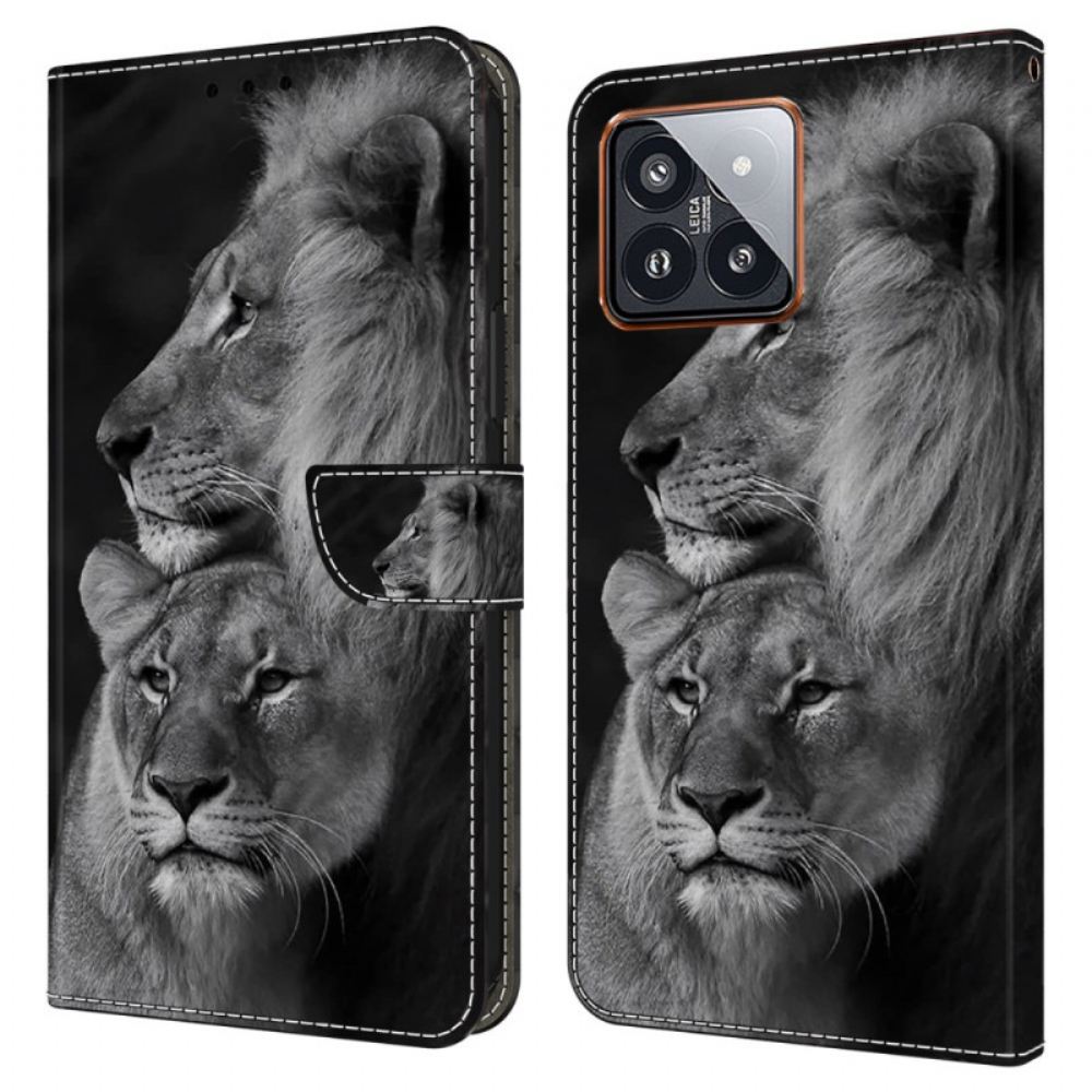 Kožený Kryt Xiaomi 14 Pro Pár Lvů