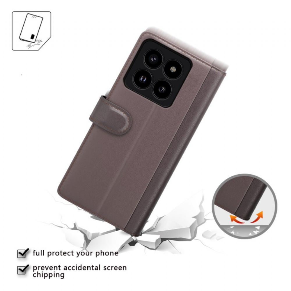 Kožený Kryt Xiaomi 14 Pro Pravá Kůže